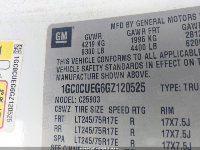 1GC0CUEG6GZ120525 Chevrolet Silverado 2500hd Work Truck