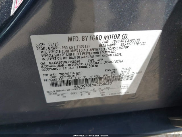 Продаж на аукціоні авто 2019 Ford Ecosport Se, vin: MAJ3S2GE9KC258030, номер лоту: 45632831