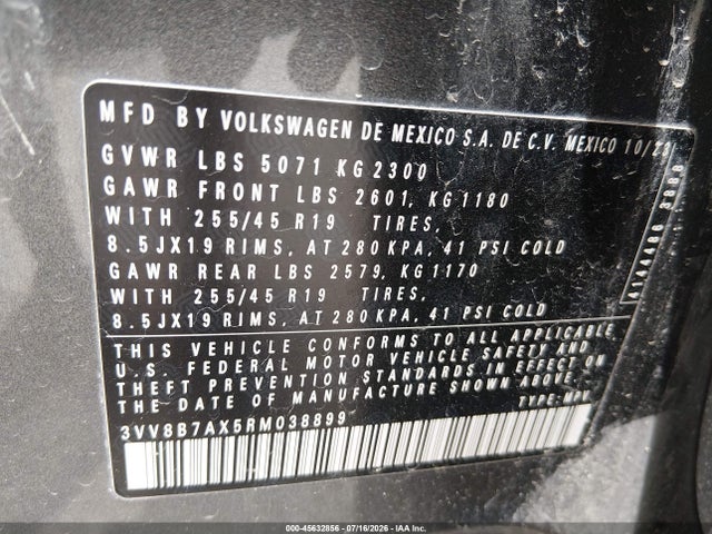 2024 Volkswagen Tiguan 2.0t Se R-line Black მანქანა იყიდება აუქციონზე, vin: 3VV8B7AX5RM038899, აუქციონის ნომერი: 45632856