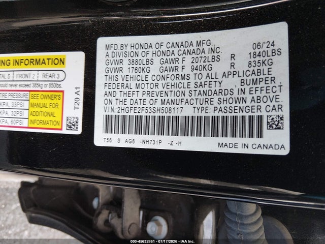 Honda Civic Sport 2025 2HGFE2F53SH508117 Image 9