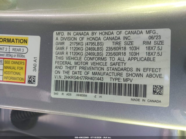 Honda Cr-v Ex-l Awd 2024 2HKRS4H77RH401443 Image 9