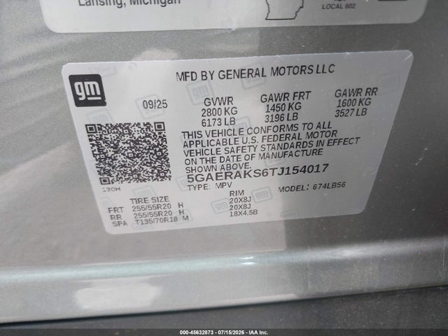 Продаж на аукціоні авто 2026 Buick Enclave Preferred Fwd, vin: 5GAERAKS6TJ154017, номер лоту: 45632873