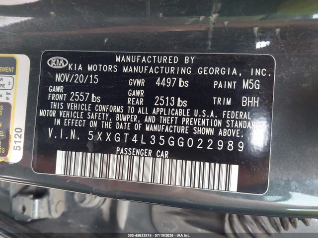 KIA Optima Lx 2016 5XXGT4L35GG022989 Image 9