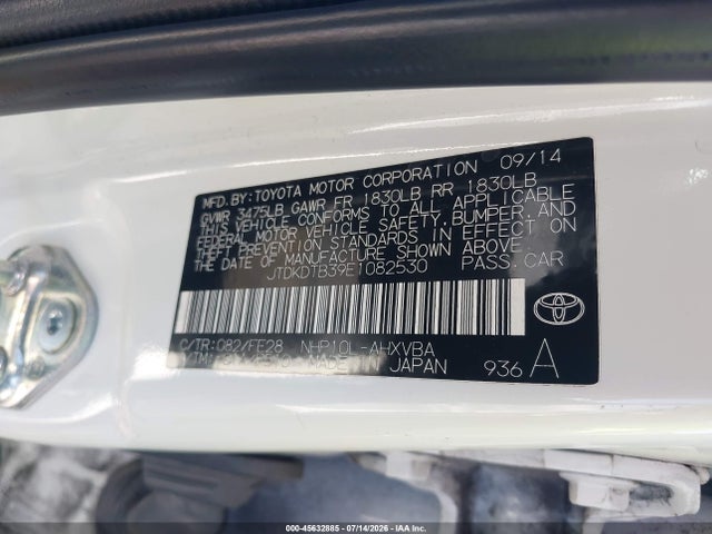 Toyota Prius C One 2014 JTDKDTB39E1082530 Image 9
