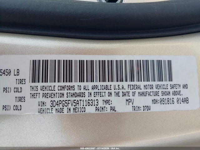Aukcja sprzedaży 2010 Dodge Journey Sxt, vin: 3D4PG5FV5AT116313, numer aukcji: 45632897