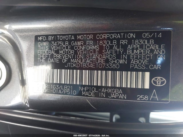 Toyota Prius C Four 2014 JTDKDTB34E1073380 Image 9