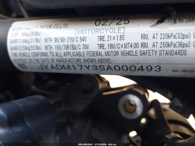 Yamaha Xtz690 2025 JYADM17Y3SA000493 Image 10