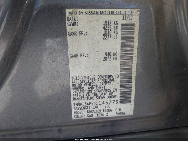 Nissan Altima 2.5 Sr 2018 1N4AL3AP5JC145775 Image 9
