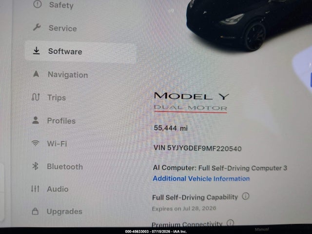Aukcja sprzedaży 2021 Tesla Model Y Performance Dual Motor All-wheel Drive, vin: 5YJYGDEF9MF220540, numer aukcji: 45633003