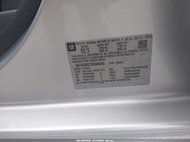 Aukcja sprzedaży 2014 Gmc Sierra 1500 Sle, vin: 3GTU2UEC7EG384240, numer aukcji: 45633008