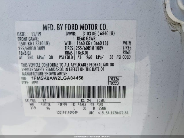 Ford Police Interceptor Utility 2020 1FM5K8AW2LGA84458 Image 9