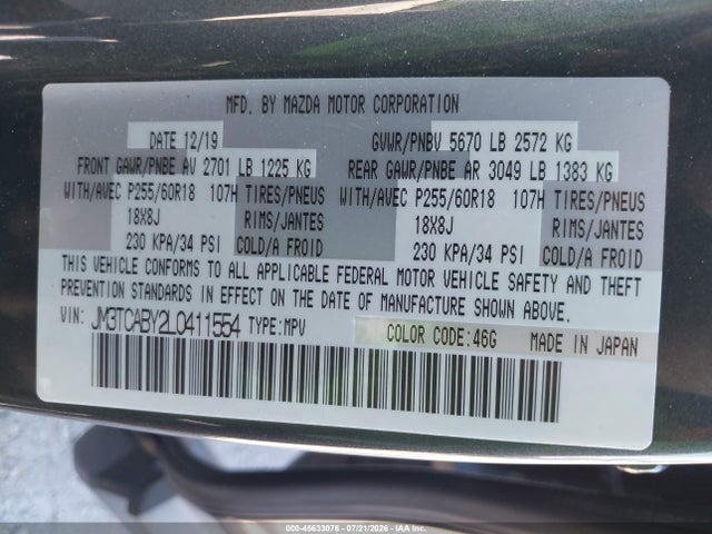 Mazda CX-9 SPORT 2020 JM3TCABY2L0411554 Image 9