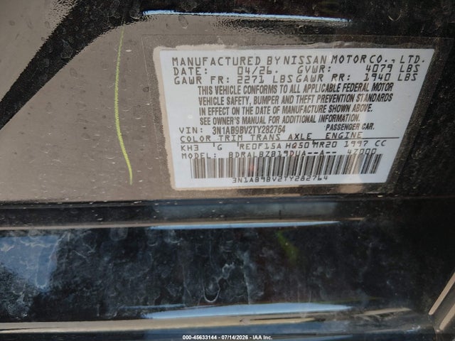 Nissan SENTRA S 2026 3N1AB9BV2TY282764 Image 9