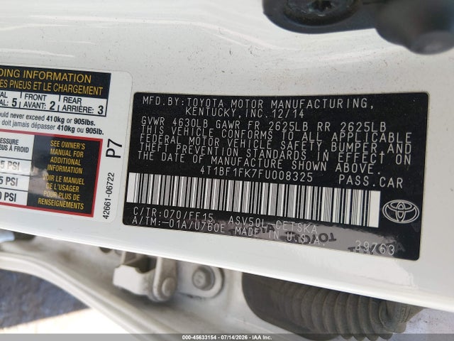 Toyota CAMRY SE 2015 4T1BF1FK7FU008325 Image 9