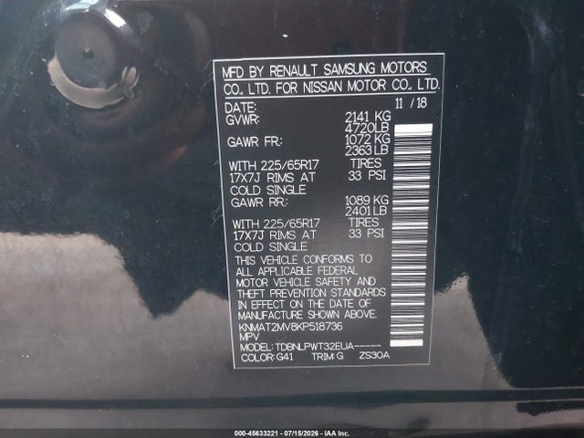 Nissan ROGUE S 2019 KNMAT2MV8KP518736 Image 9