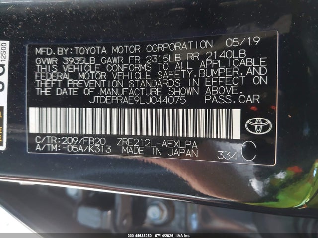 Toyota COROLLA LE 2020 JTDEPRAE9LJ044075 Image 9