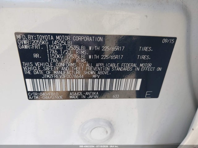 Toyota RAV4 LE 2015 JTMZFREV3FD078644 Image 9