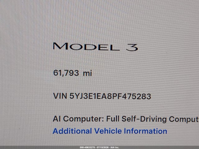 Tesla Model 3 Rear-wheel Drive 2023 5YJ3E1EA8PF475283 Image 15