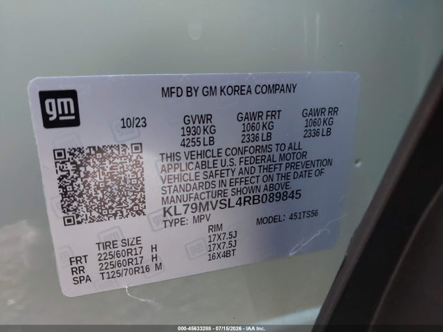 KL79MVSL4RB089845 Chevrolet Trailblazer Fwd Activ