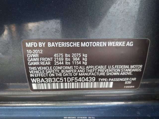 Продажа на аукционе авто 2013 Bmw 328i Xdrive, vin: WBA3B3C51DF540439, номер лота: 45633403