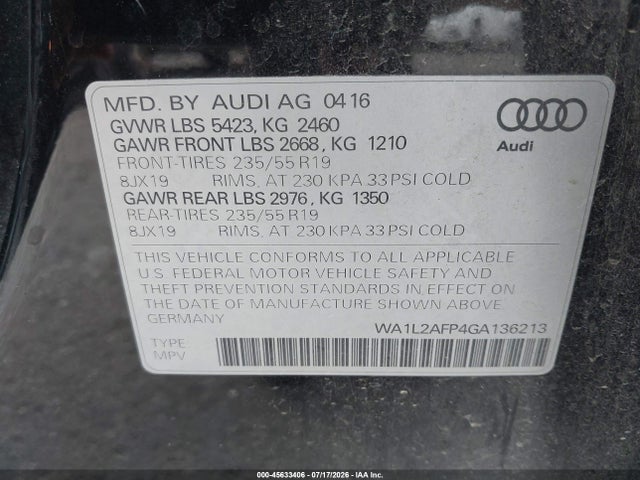 Audi Q5 2.0t Premium 2016 WA1L2AFP4GA136213 Image 9