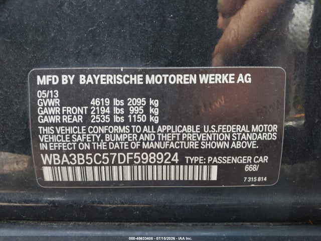 Aukcja sprzedaży 2013 Bmw 328i Xdrive, vin: WBA3B5C57DF598924, numer aukcji: 45633408