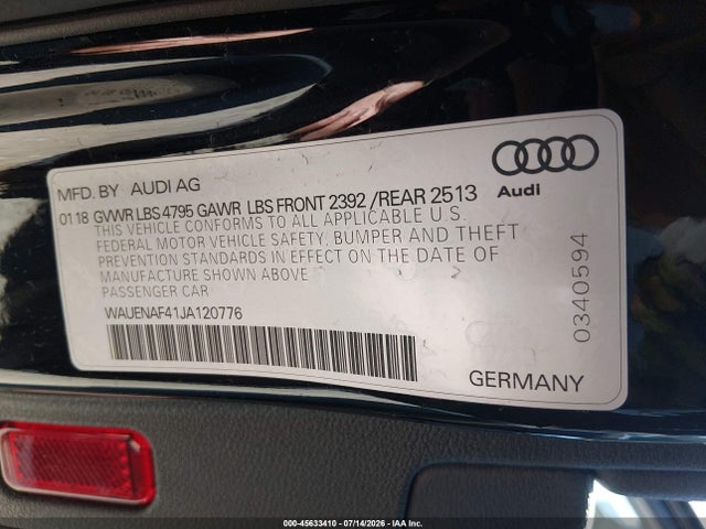 Aukcja sprzedaży 2018 Audi A4 2.0t Premium/2.0t Tech Premium, vin: WAUENAF41JA120776, numer aukcji: 45633410
