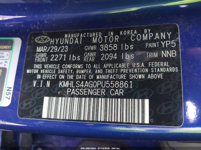 Hyundai ELANTRA SEL 2023 KMHLS4AG0PU558861 Image 9