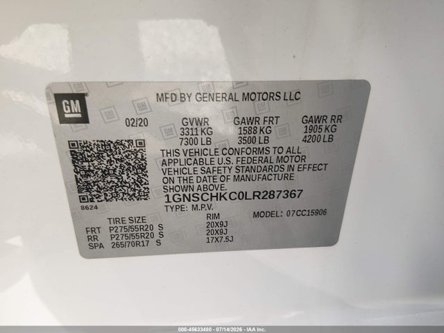 Chevrolet Suburban 2wd Lt 2020 1GNSCHKC0LR287367 Image 9