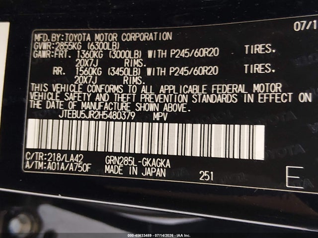 Toyota 4runner Limited 2017 JTEBU5JR2H5480379 Image 9
