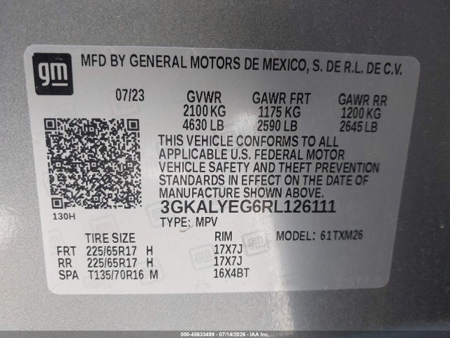 2024 Gmc Terrain Awd At4 მანქანა იყიდება აუქციონზე, vin: 3GKALYEG6RL126111, აუქციონის ნომერი: 45633499