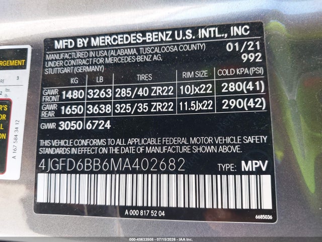 4JGFD6BB6MA402682 Mercedes-Benz Amg Gle 53 Coupe 4matic