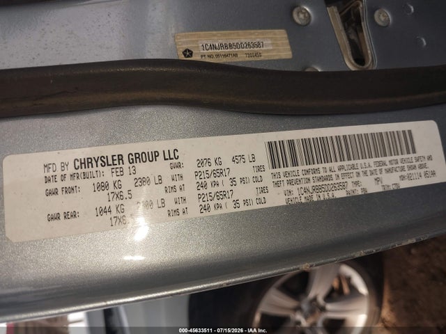45633511 :رقم المزاد ، 1C4NJRBB5DD263587 vin ، 2013 Jeep Patriot Sport مزاد بيع