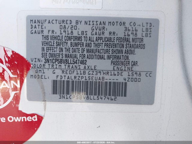 Nissan Kicks S Xtronic Cvt 2020 3N1CP5BV8LL547462 Image 9