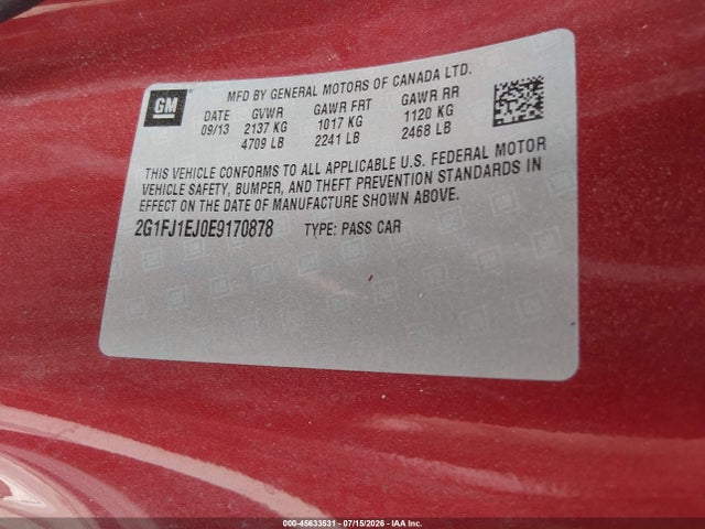 Chevrolet Camaro 1ss 2014 2G1FJ1EJ0E9170878 Image 9