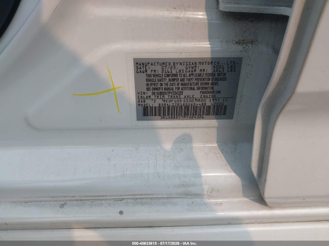 2023 Nissan Sentra Sr Xtronic Cvt მანქანა იყიდება აუქციონზე, vin: 3N1AB8DV7PY324326, აუქციონის ნომერი: 45633615