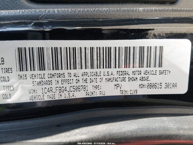 1C4RJFBG4JC508781 Jeep Grand Cherokee Limited 4x4