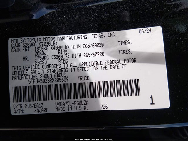 5TFJA5DB8RX205659 Toyota Tundra Limited