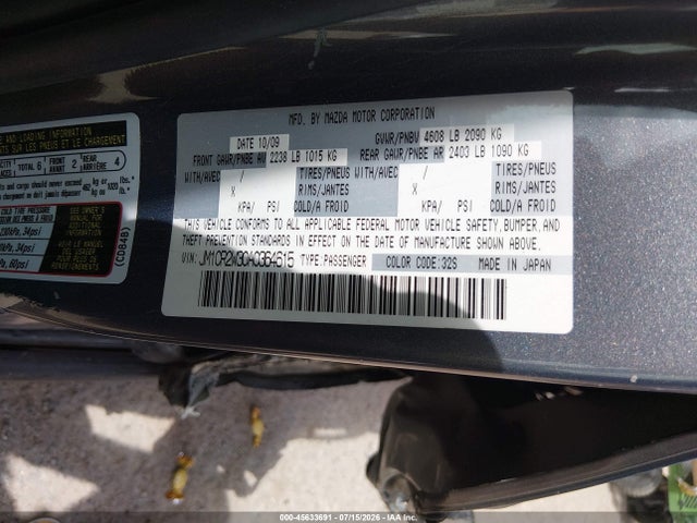 45633691 :رقم المزاد ، JM1CR2W30A0364615 vin ، 2010 Mazda Mazda5 Sport مزاد بيع