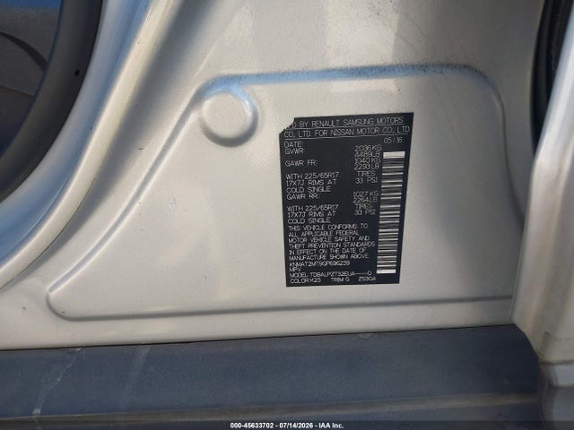 KNMAT2MT9GP696239 Nissan Rogue S/sl/sv