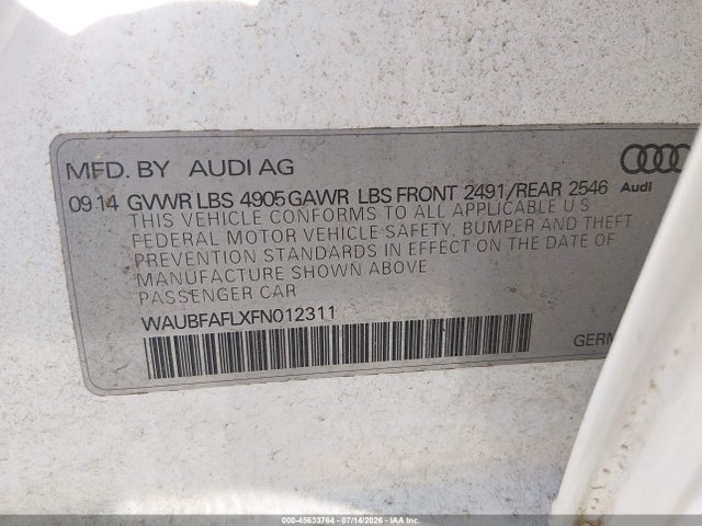 Audi A4 2.0t Premium 2015 WAUBFAFLXFN012311 Image 9