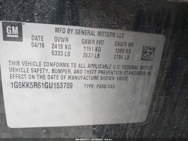 1G6KK5R61GU153709 Cadillac Ct6 Platinum