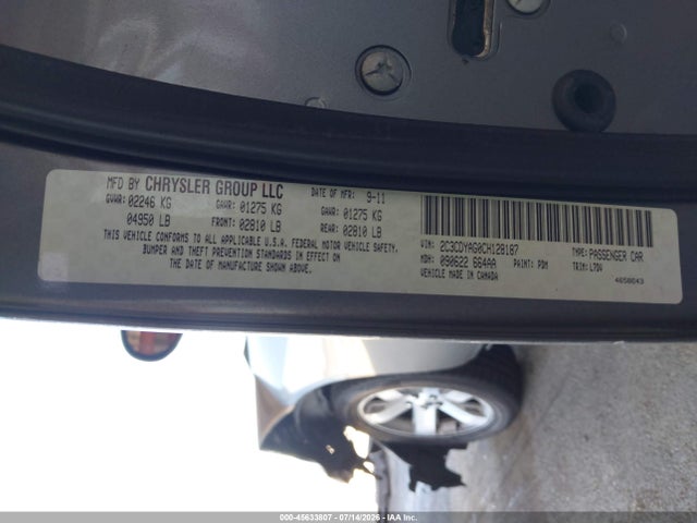 45633807 :رقم المزاد ، 2C3CDYAG0CH128187 vin ، 2012 Dodge Challenger Sxt مزاد بيع