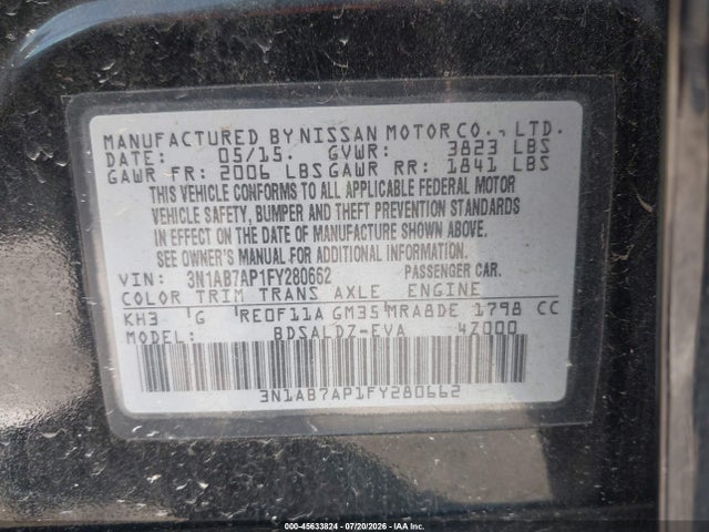 Nissan SENTRA SV 2015 3N1AB7AP1FY280662 Image 9