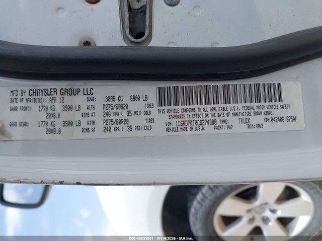 Aukcja sprzedaży 2012 Ram 1500 Express, vin: 1C6RD7KT0CS274388, numer aukcji: 45633841