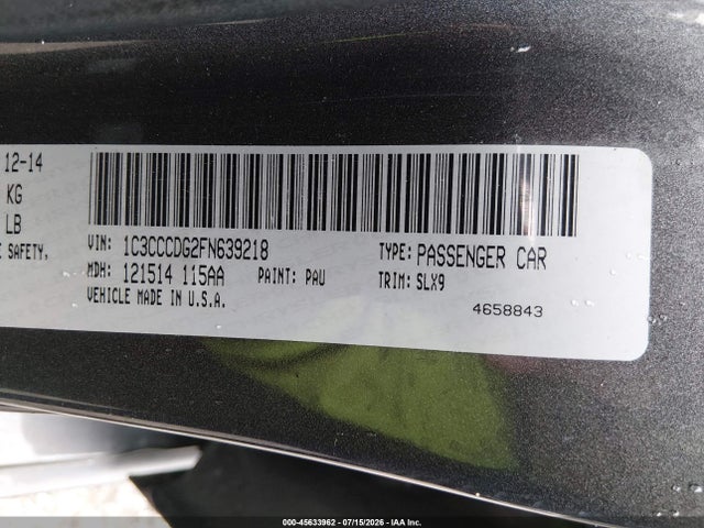 Aukcja sprzedaży 2015 Chrysler 200 S, vin: 1C3CCCDG2FN639218, numer aukcji: 45633962