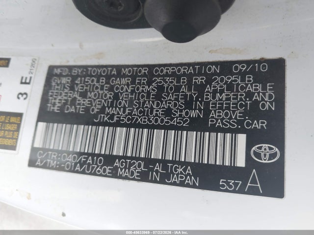 Продажа на аукционе авто 2011 Scion Tc, vin: JTKJF5C7XB3005452, номер лота: 45633969
