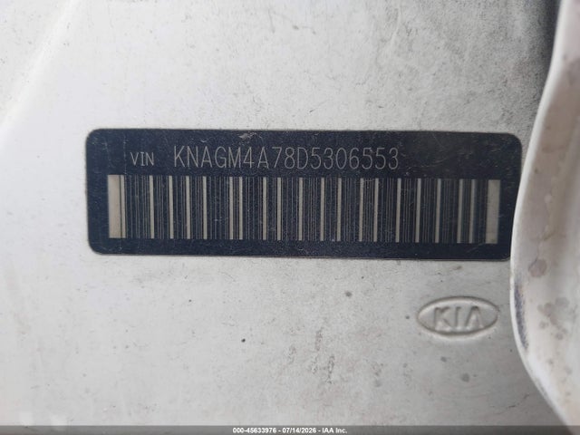 2013 Kia Optima Lx მანქანა იყიდება აუქციონზე, vin: KNAGM4A78D5306553, აუქციონის ნომერი: 45633976