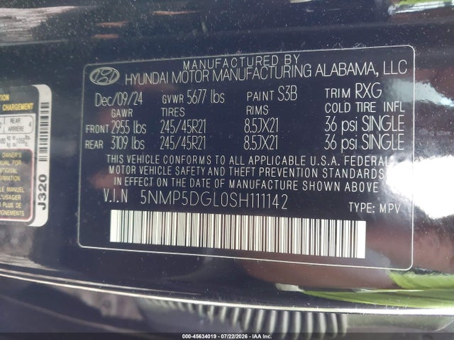 Продажа на аукционе авто 2025 Hyundai Santa Fe Calligraphy, vin: 5NMP5DGL0SH111142, номер лота: 45634019