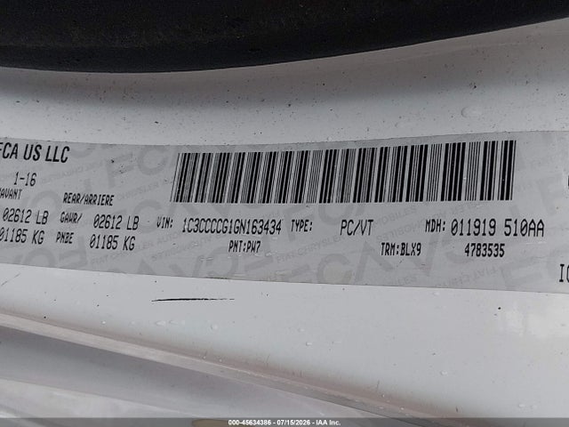 Aukcja sprzedaży 2016 Chrysler 200 C, vin: 1C3CCCCG1GN163434, numer aukcji: 45634386